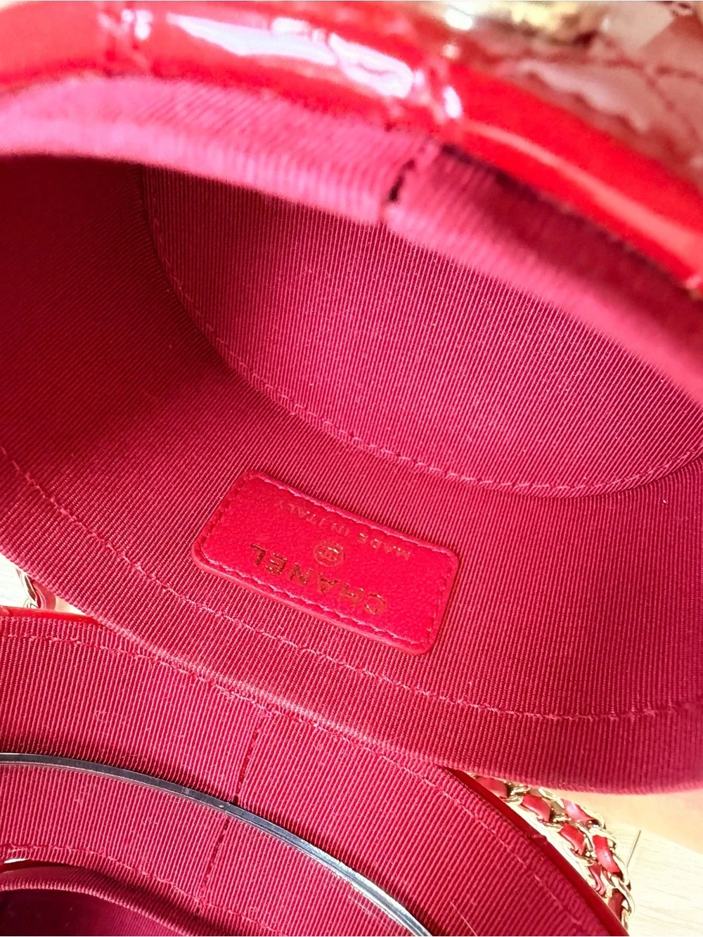 CHANEL quilted patent